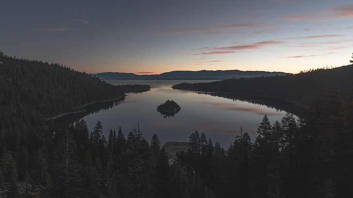 reflection, nature, twilight, lake, landscape, emerald bay state park, HD wallpaper