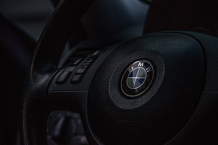 BMW, car interior, black, BMW E46, black color, vehicle interior, HD wallpaper
